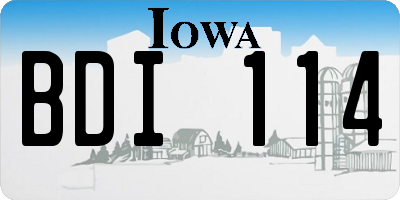 IA license plate BDI114