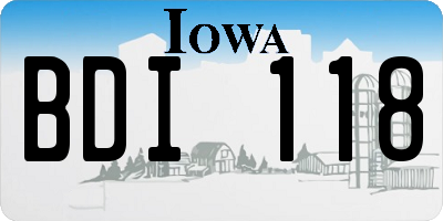 IA license plate BDI118
