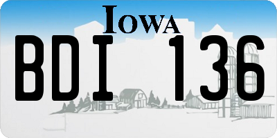 IA license plate BDI136