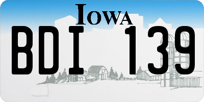IA license plate BDI139