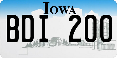 IA license plate BDI200