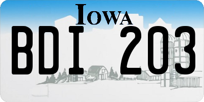 IA license plate BDI203
