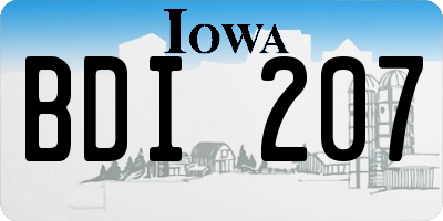 IA license plate BDI207