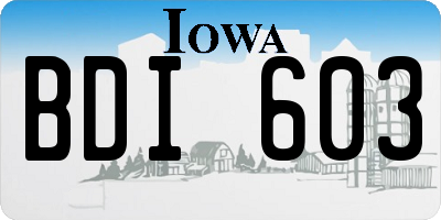 IA license plate BDI603