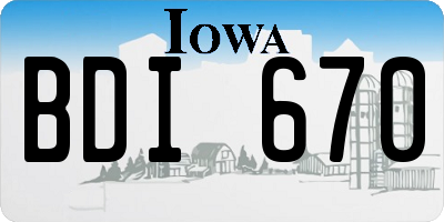 IA license plate BDI670