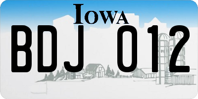 IA license plate BDJ012