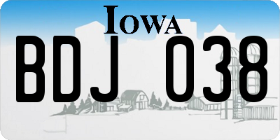 IA license plate BDJ038