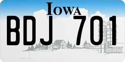 IA license plate BDJ701