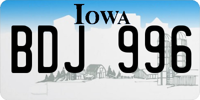 IA license plate BDJ996