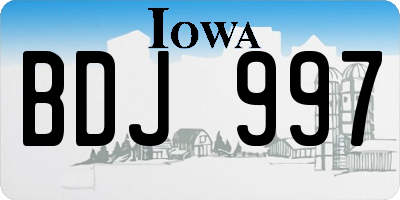 IA license plate BDJ997
