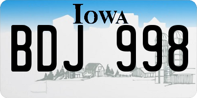 IA license plate BDJ998