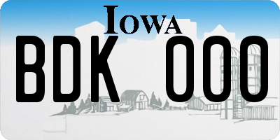 IA license plate BDK000