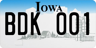 IA license plate BDK001