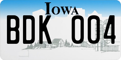 IA license plate BDK004