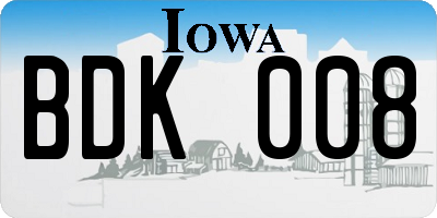 IA license plate BDK008