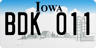 IA license plate BDK011