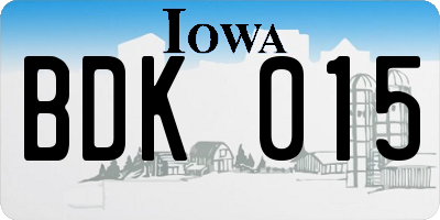 IA license plate BDK015