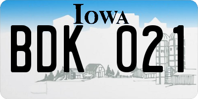 IA license plate BDK021
