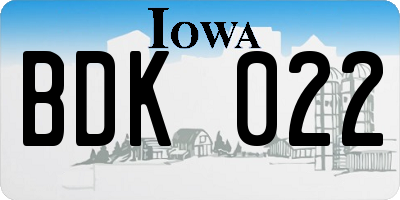 IA license plate BDK022