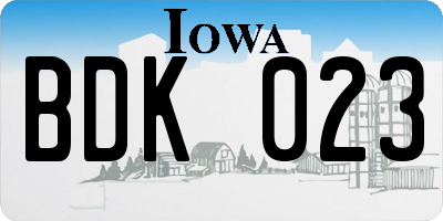 IA license plate BDK023