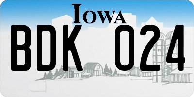 IA license plate BDK024
