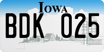 IA license plate BDK025