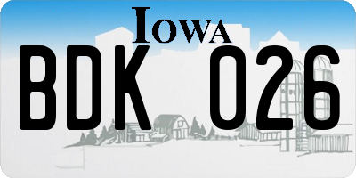 IA license plate BDK026