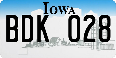 IA license plate BDK028
