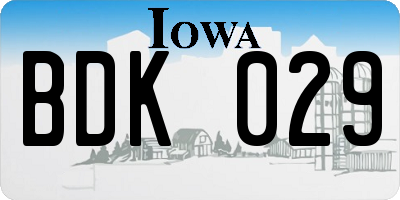 IA license plate BDK029
