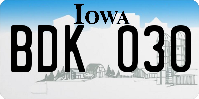 IA license plate BDK030
