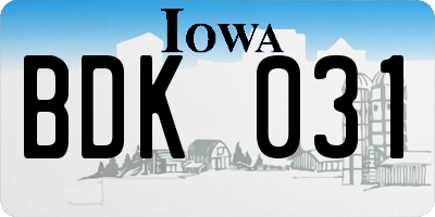 IA license plate BDK031