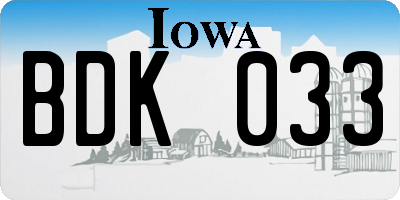 IA license plate BDK033