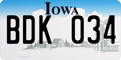 IA license plate BDK034