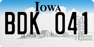 IA license plate BDK041
