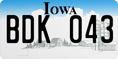 IA license plate BDK043