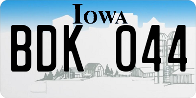 IA license plate BDK044
