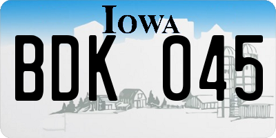 IA license plate BDK045