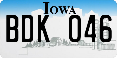 IA license plate BDK046