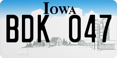 IA license plate BDK047
