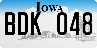 IA license plate BDK048