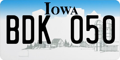 IA license plate BDK050