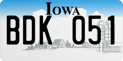 IA license plate BDK051