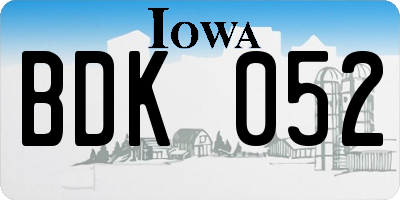 IA license plate BDK052