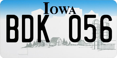 IA license plate BDK056