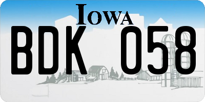 IA license plate BDK058