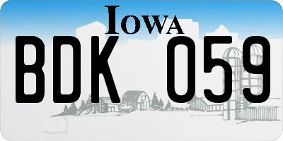 IA license plate BDK059