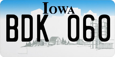IA license plate BDK060
