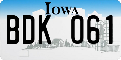 IA license plate BDK061