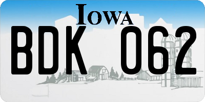 IA license plate BDK062