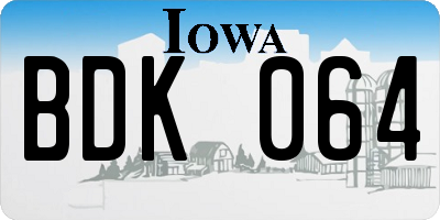 IA license plate BDK064